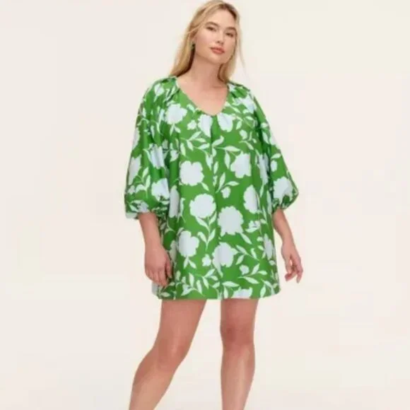 kate spade | Dresses | Kate Spade Poplin Classic Rose Long Balloon Sleeve  Mini Dress Target Green Blue | Poshmark